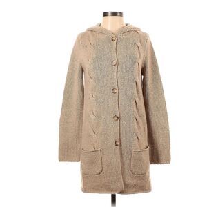NEW Saks Fifth Ave 100% Cashmere Hooded Knit Cardigan Small